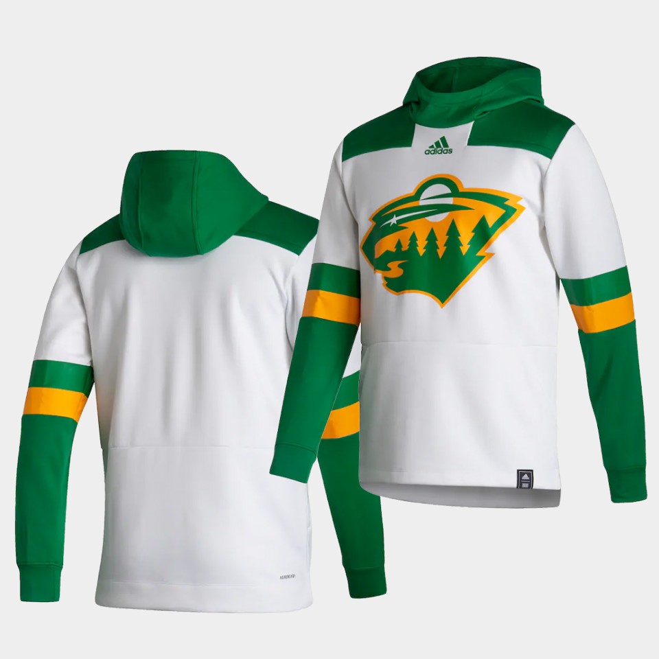 Men Minnesota Wild Blank White NHL 2021 Adidas Pullover Hoodie Jersey->st.louis blues->NHL Jersey